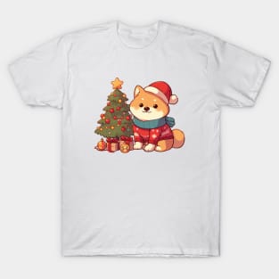 Cute Christmas Shiba Puppy T-Shirt